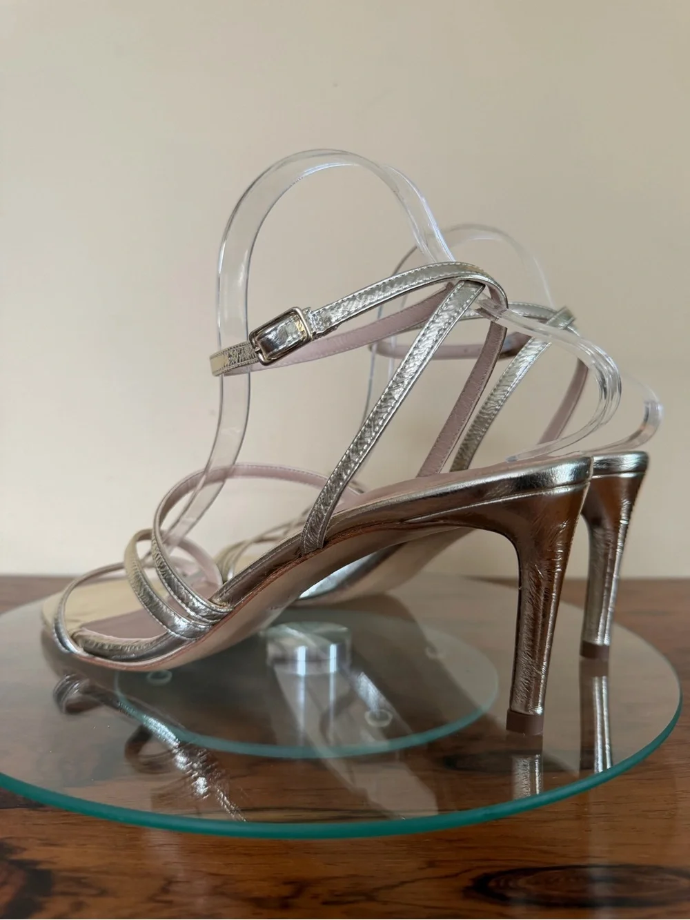 Metallic Gold Strappy Heeled Sandals by INEZ